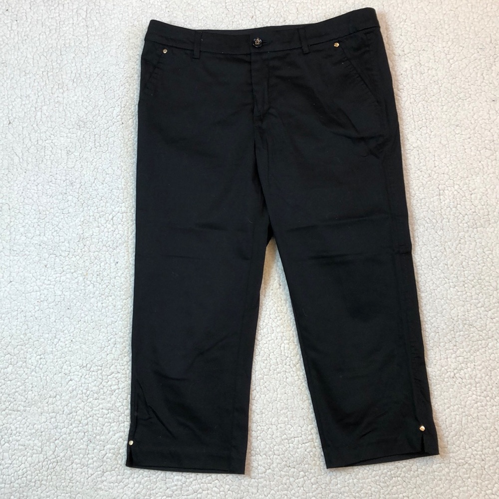 Intro Love the Fit Black Capris Pants Gold Accents 10 Petite
